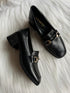Metal Decor Black Textured Loafer